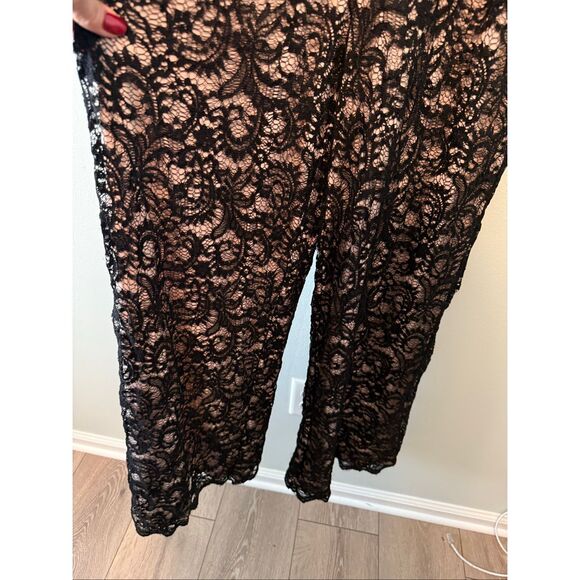 Boston Proper Size 10 All Over Lace Jumpsuit Black Wide Leg Cocktail Party Glam - Picture 9 of 16